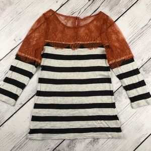 Anthropologie Lace and Knit Top Womens Small